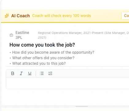 AI Coach panel beside the active interview question.