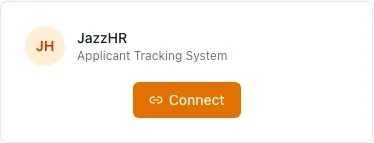 ATS Integrations tab with the JazzHR card.