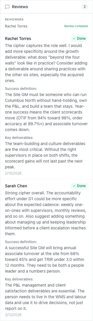 Cipher Reviews panel showing the review boundary.