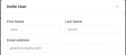 Invite colleague form with role selection.