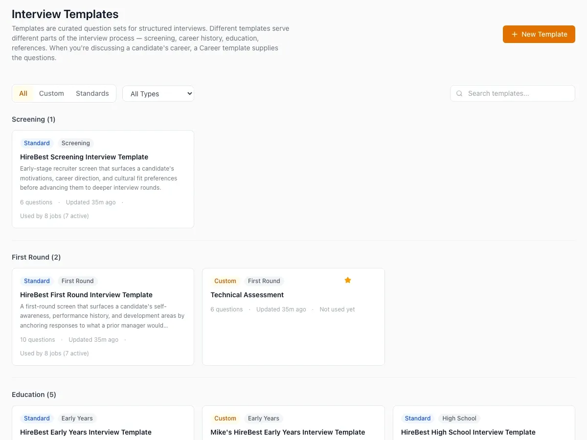 Interview template library.